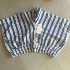 beachlunchlounge Navy and White Striped Blouse